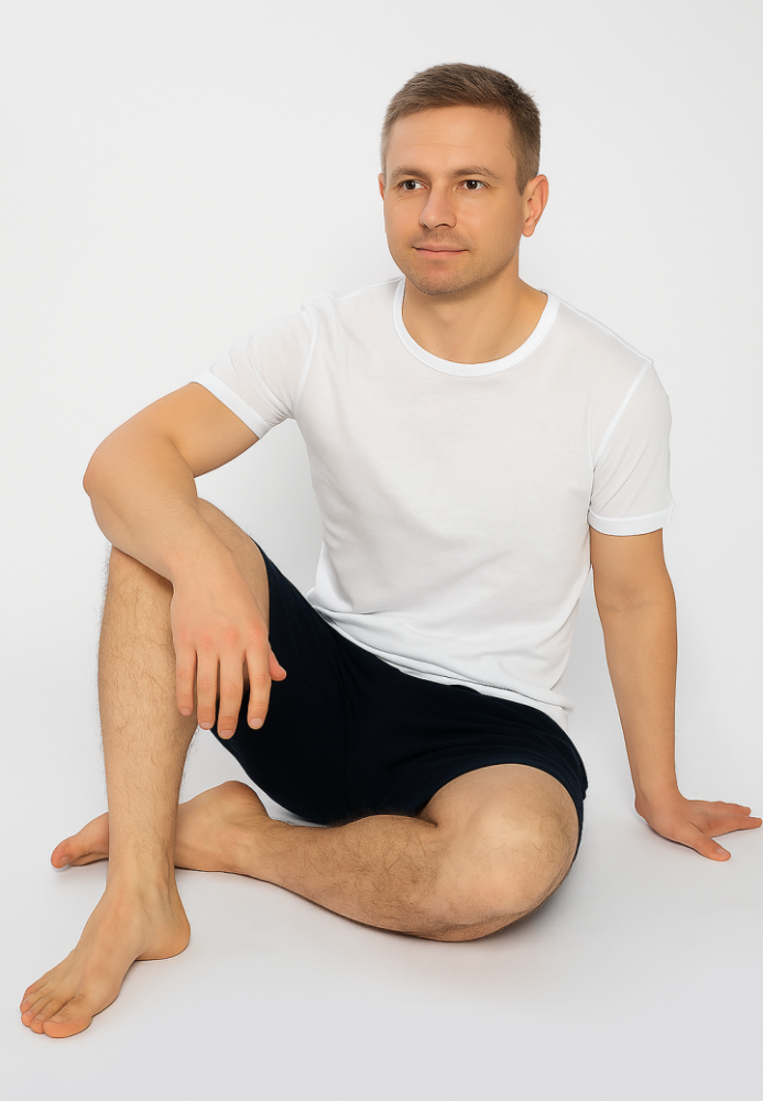 Pijama Bumbac & Moda bărbați,culoare alb-bleumarin, – Engros